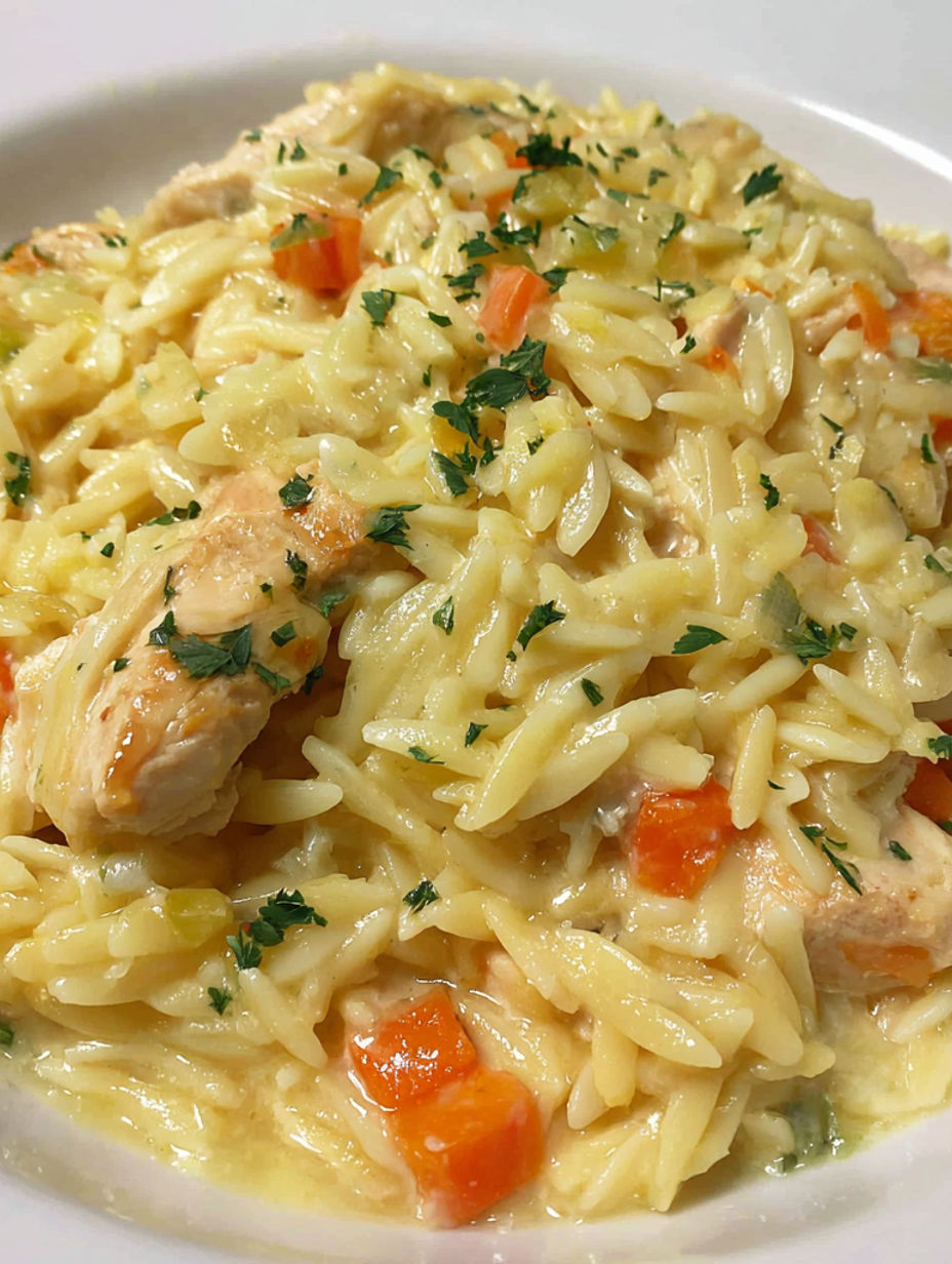 A plate of pasta with chicken and carrots.