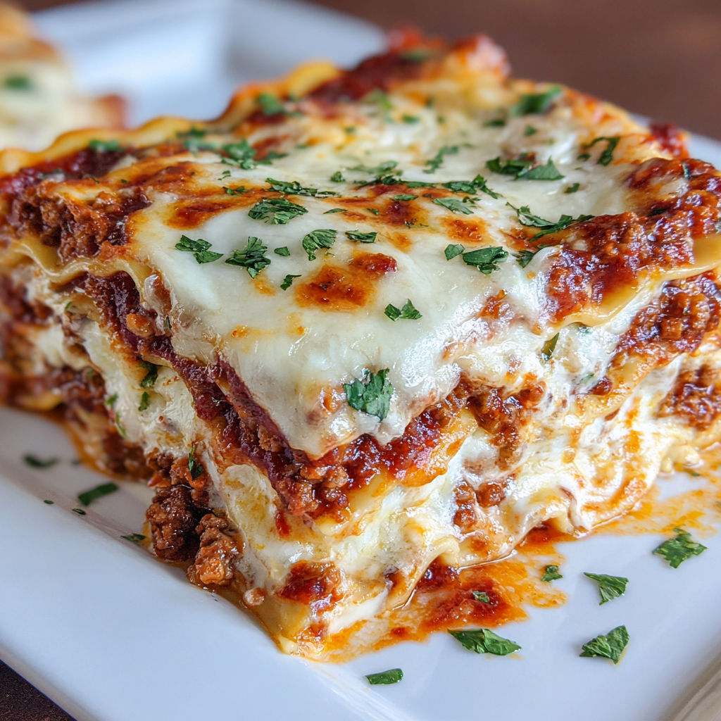 A close up of a lasagna with cheese and tomato sauce.