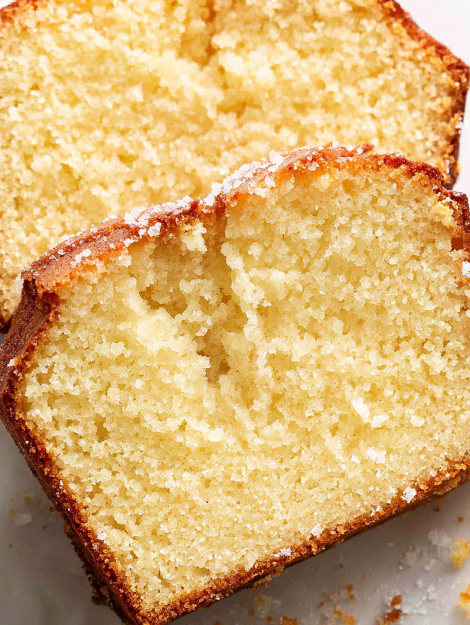 A slice of cake with powdered sugar on it.