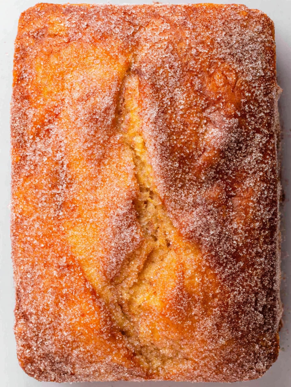 A slice of cake with sugar on top.