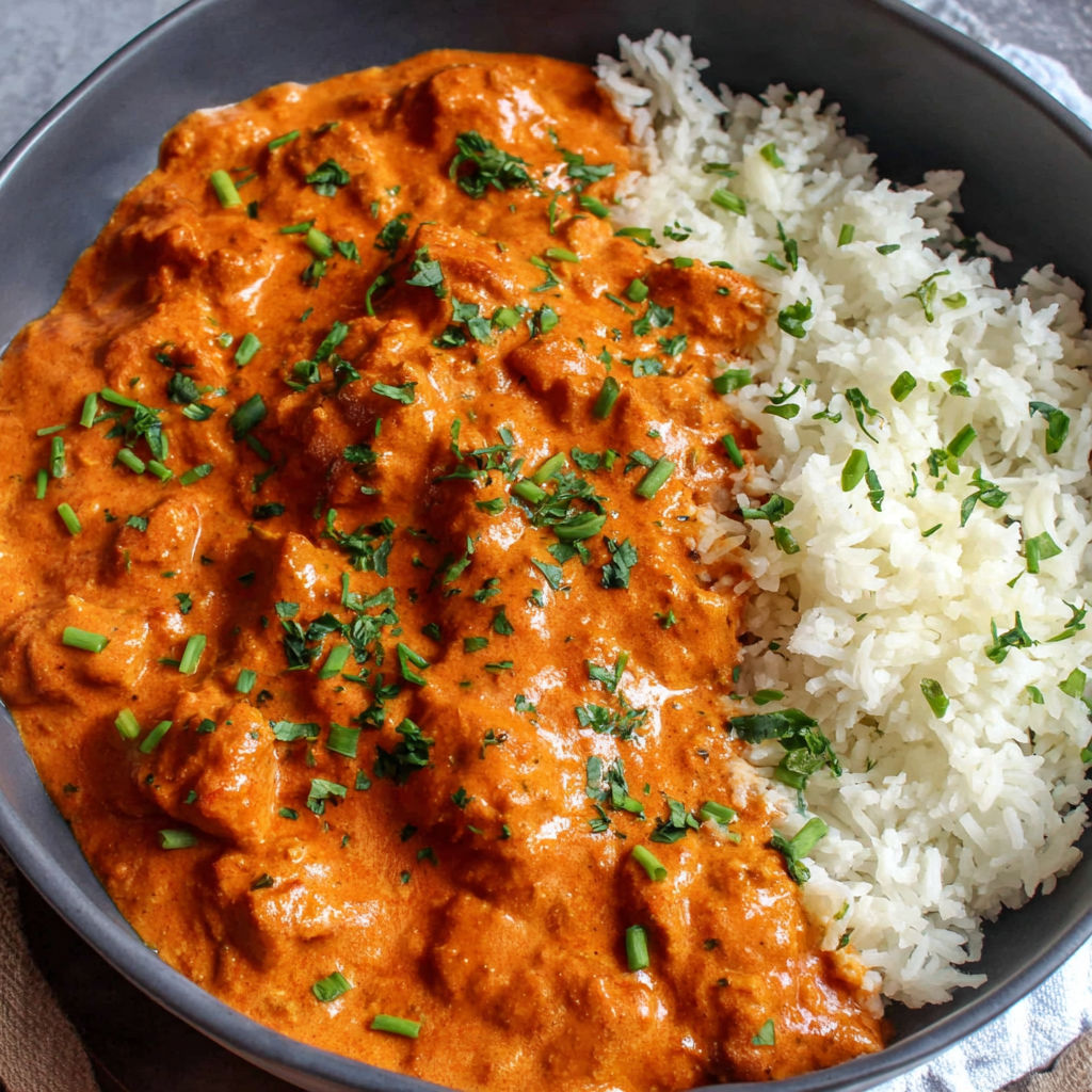 A bowl of Indian food with rice and meat.