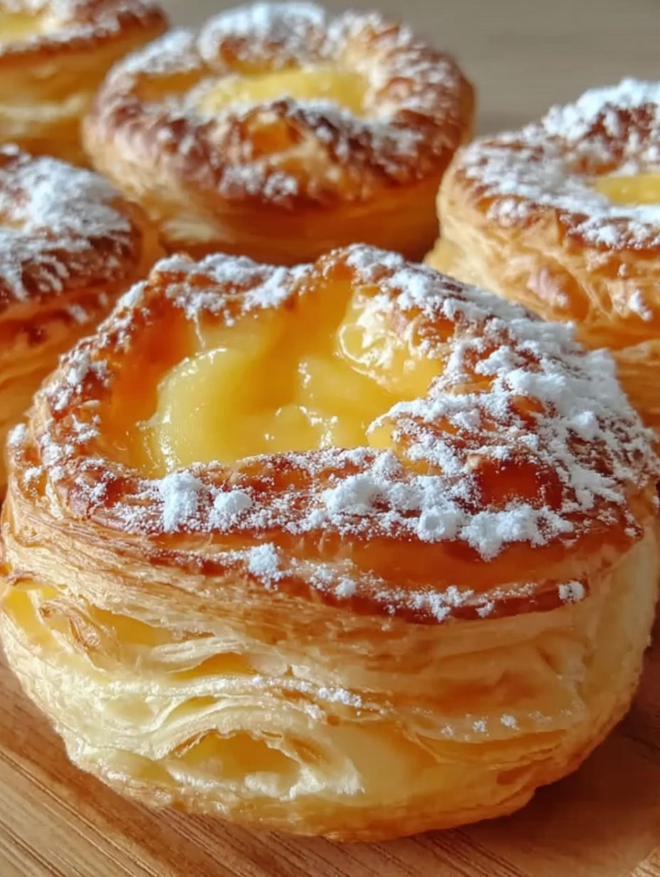 A pastry with a yellow filling.