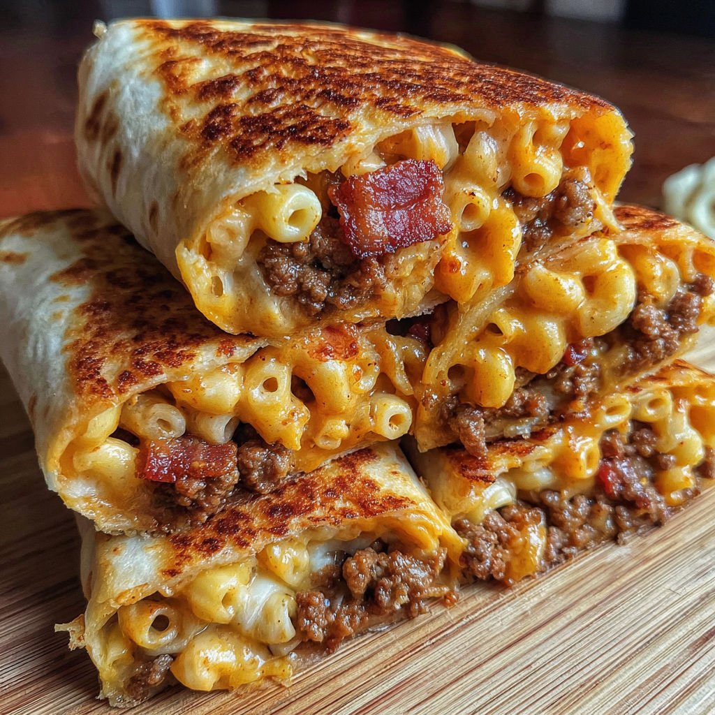 Mac and cheese bacon burger rolls.