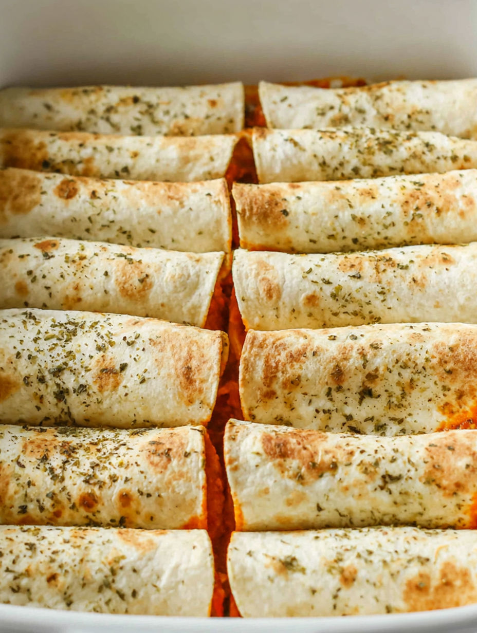 Pizza roll ups with cheese and tomato sauce.