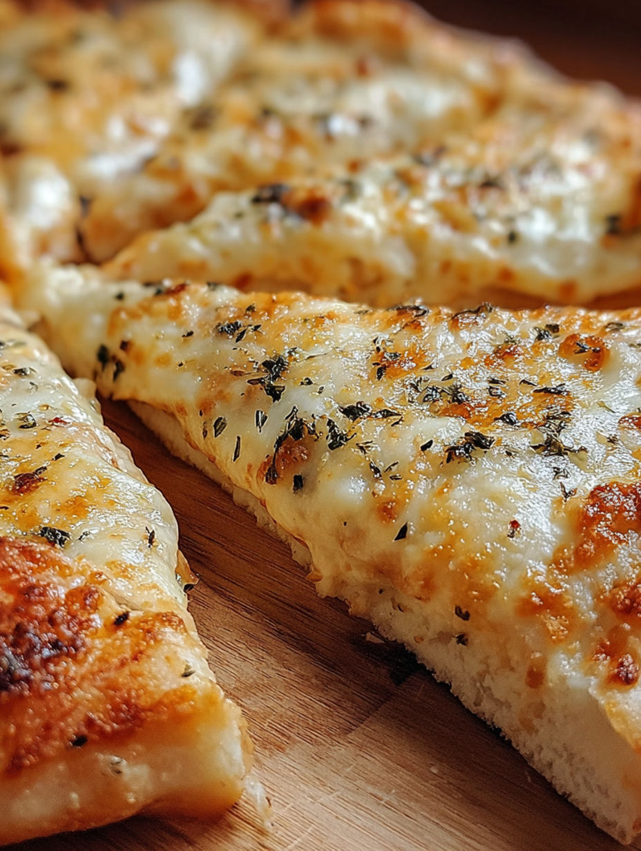 A slice of pizza with cheese and herbs.