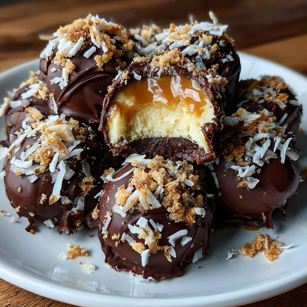 A plate of peanut butter cheesecake balls.