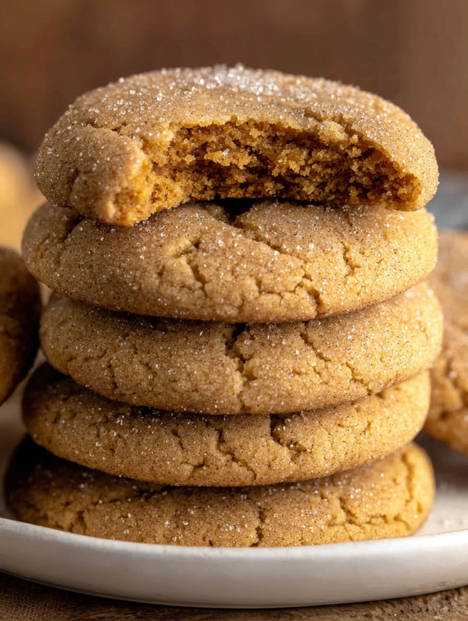 A stack of chewy pumpkin cookies.