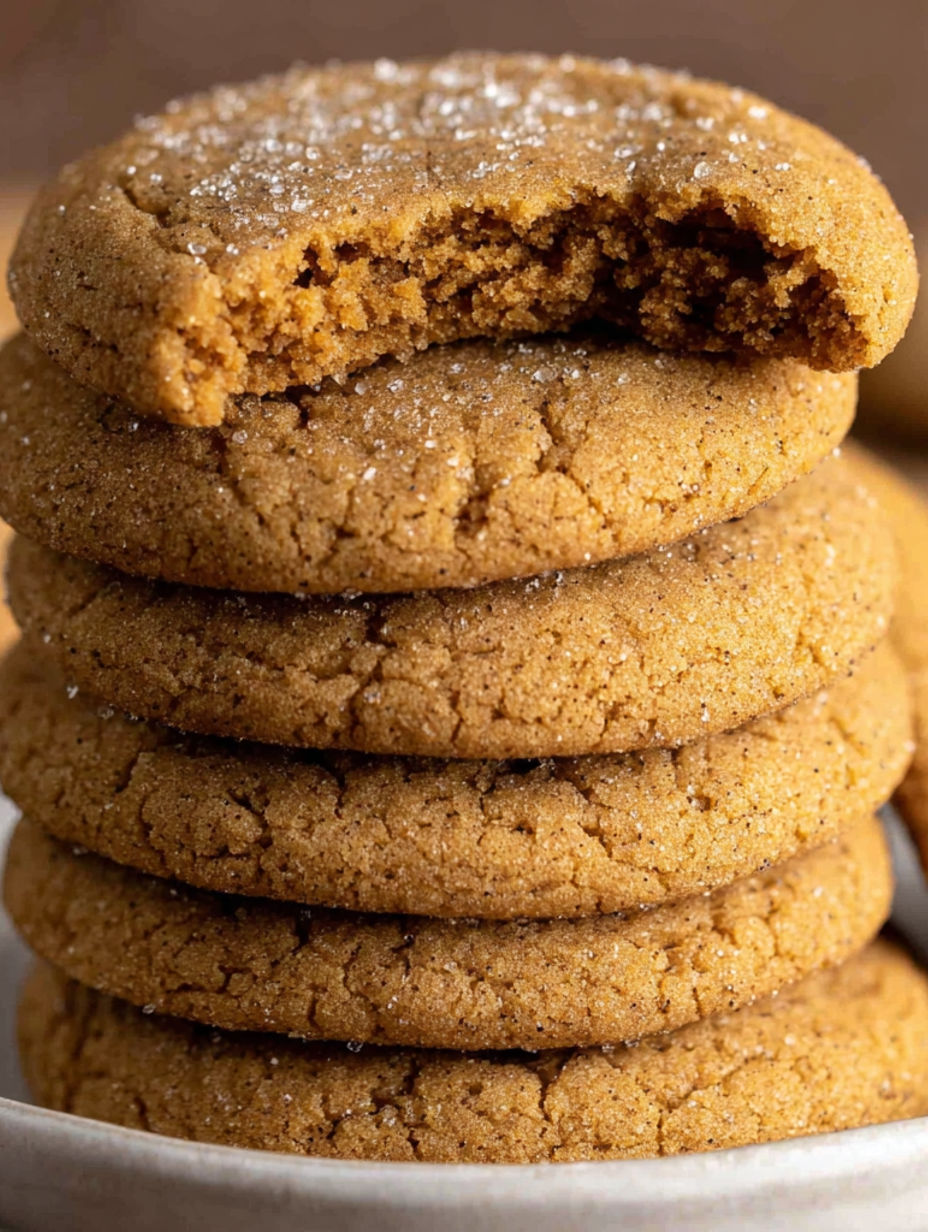 A stack of chewy pumpkin cookies.