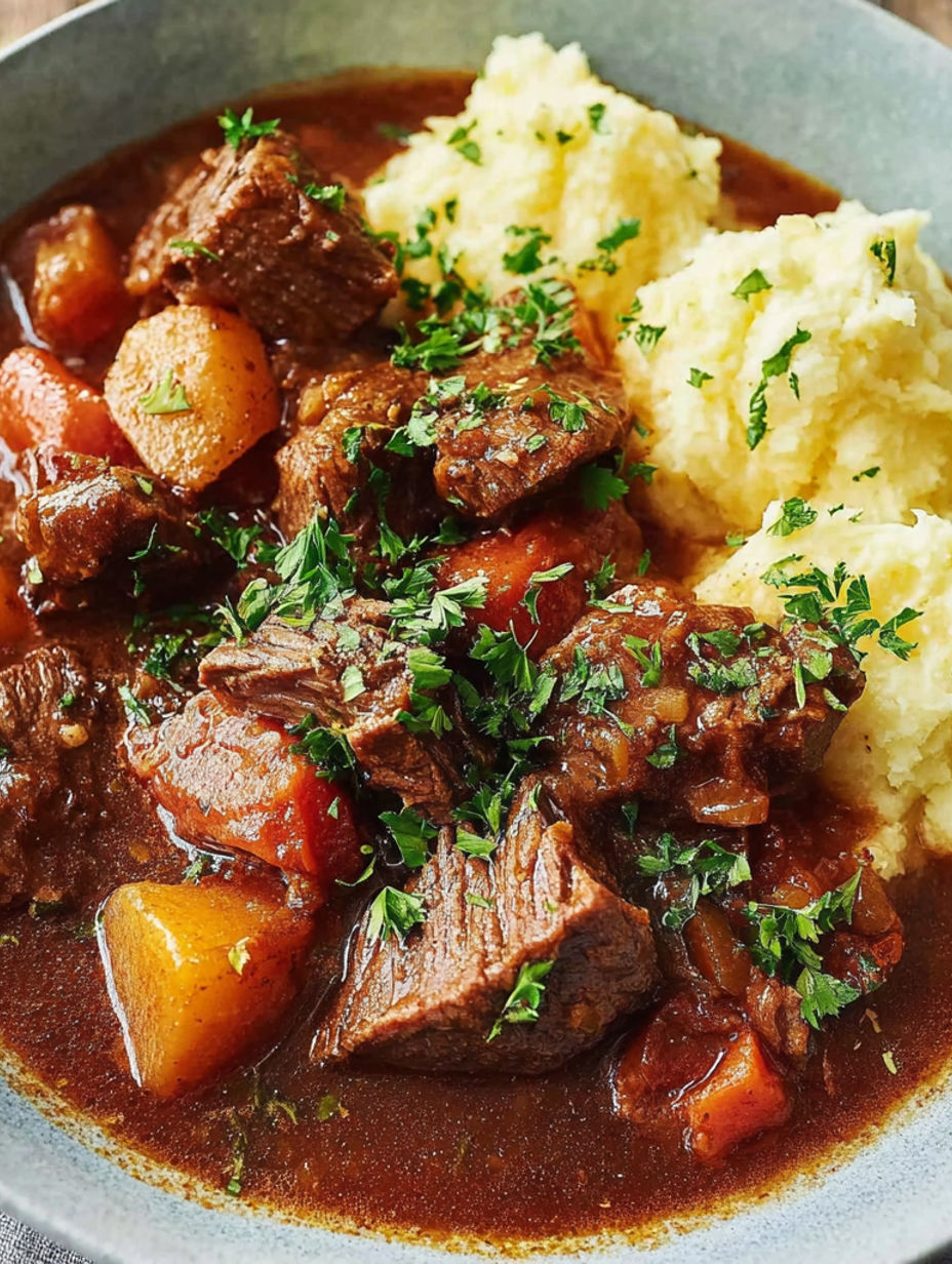 A close up of a plate of food with meat and potatoes.