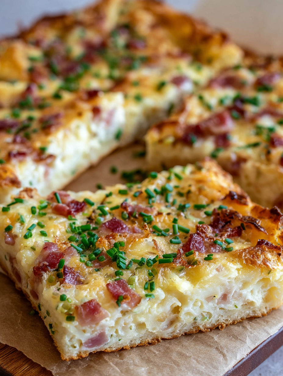 A slice of pizza with bacon and parsley on top.