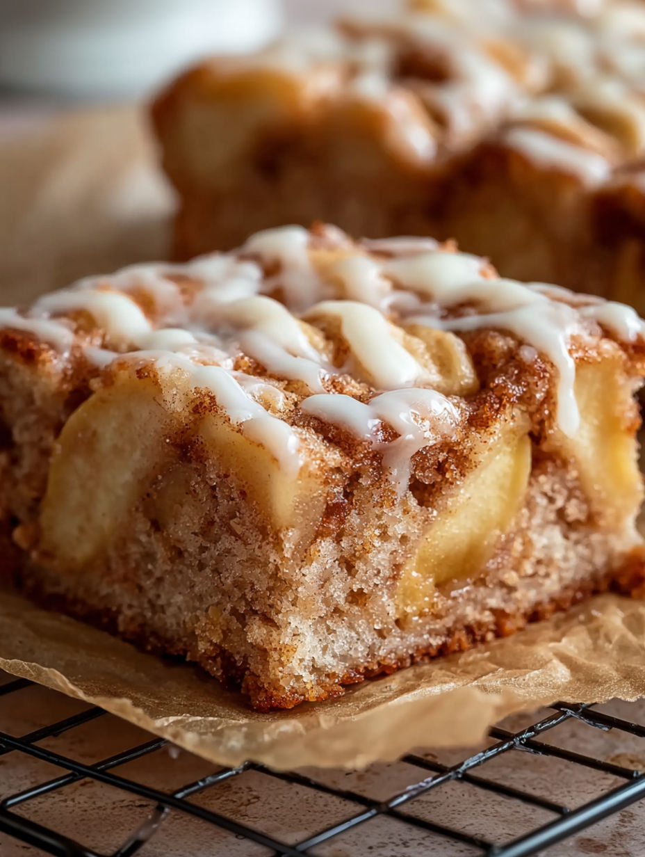 A slice of zimtschnecken-Apfelkuchen.