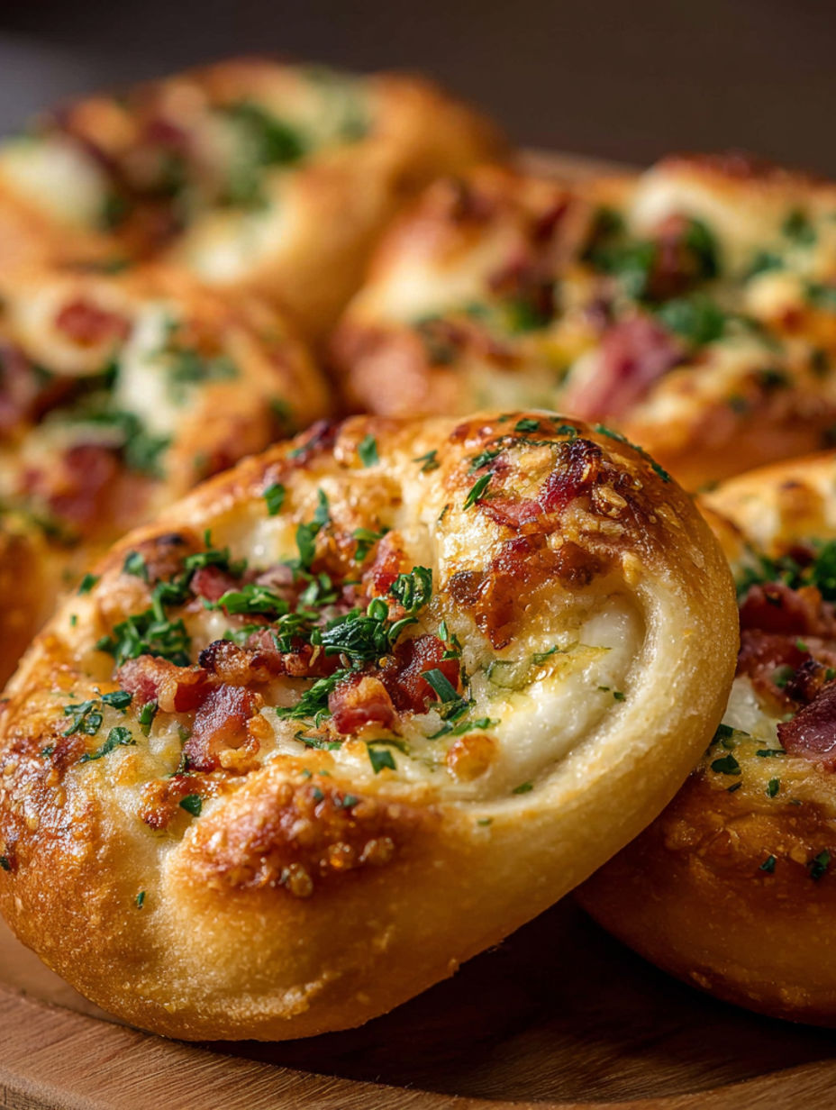 Bacon and cheese wrapped in a pastry.
