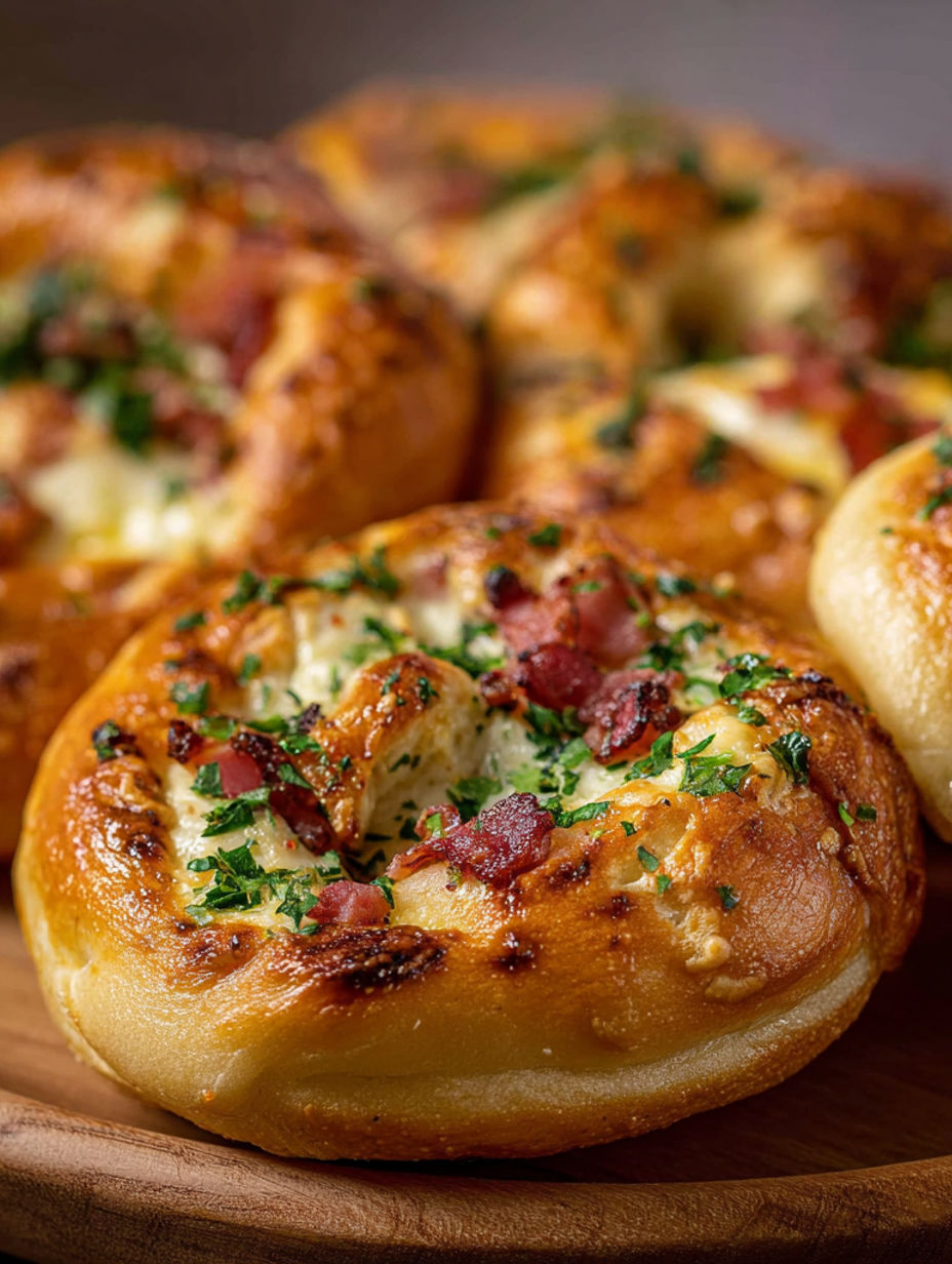 A plate of flammkuchen brezeln.