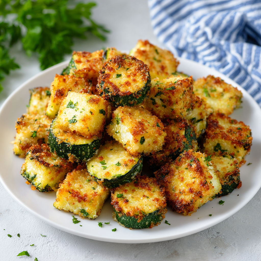 A plate of air fryer zucchini chips.