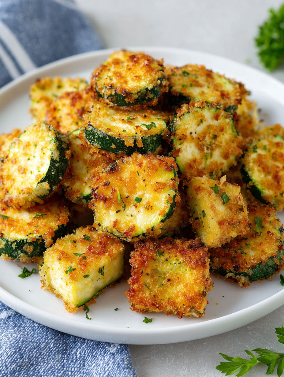 A plate of air fryer zucchini chips.