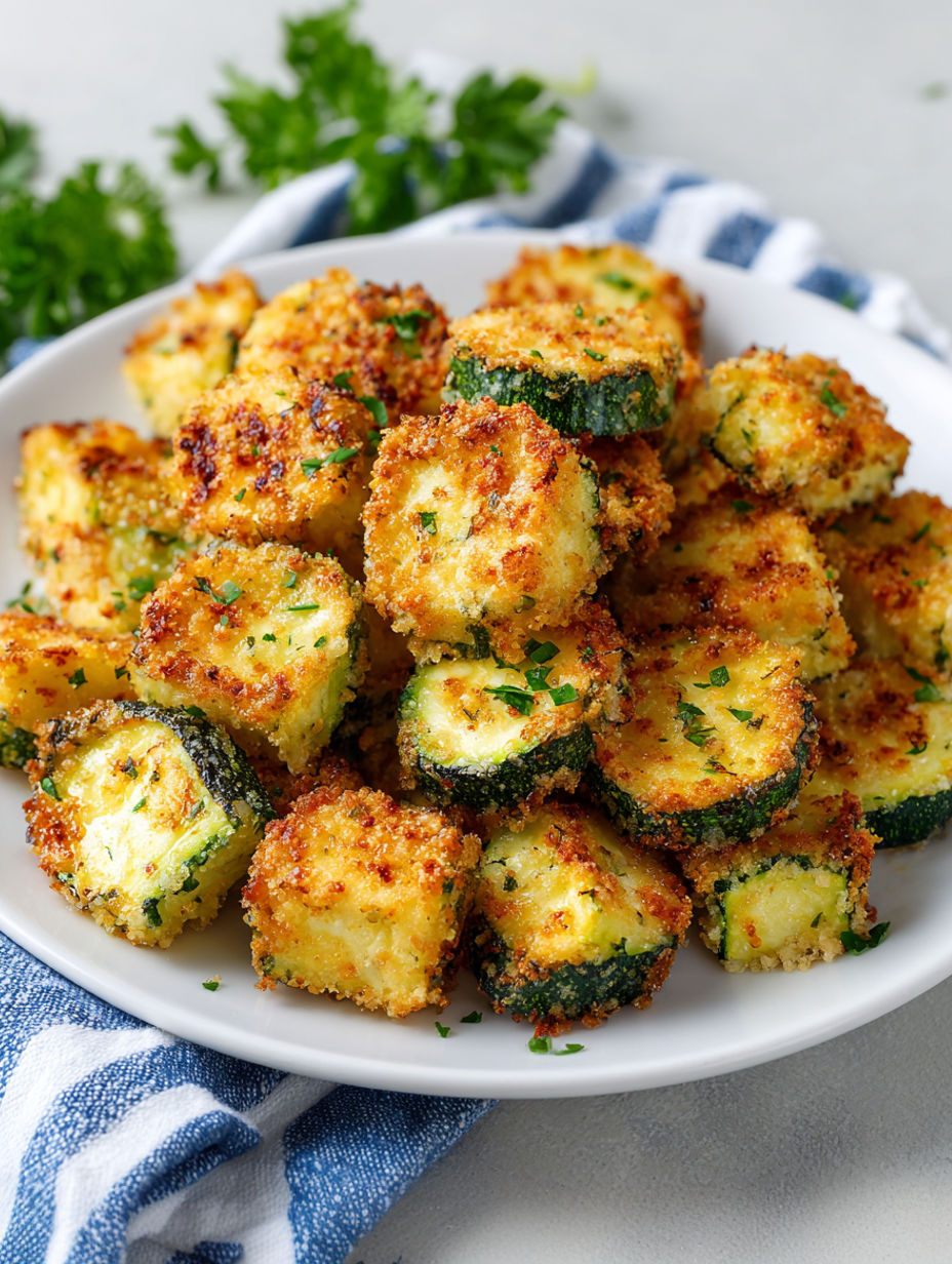 A plate of air fryer zucchini chips.