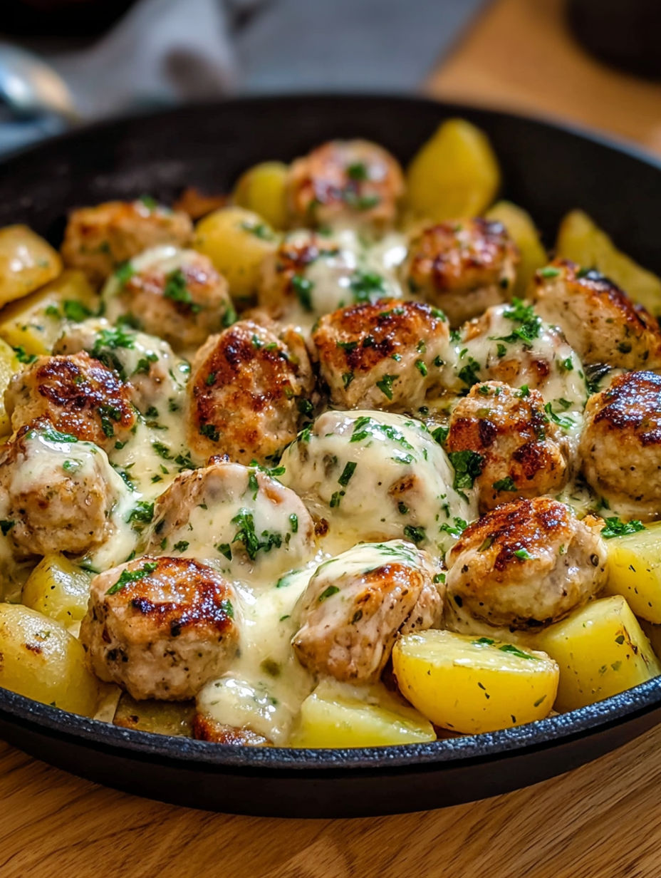 A pan of meat and potatoes.