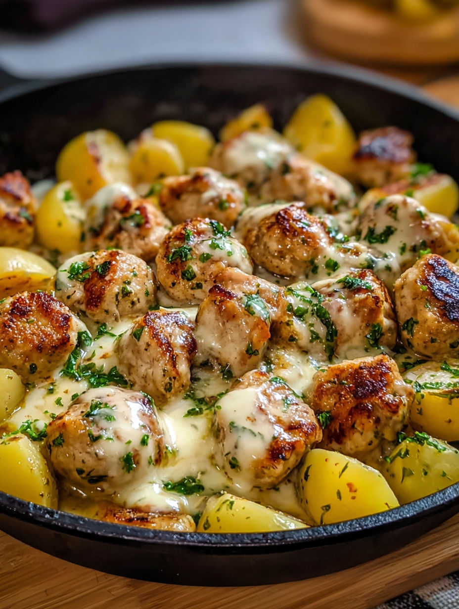 A delicious meal of meatballs and potatoes.