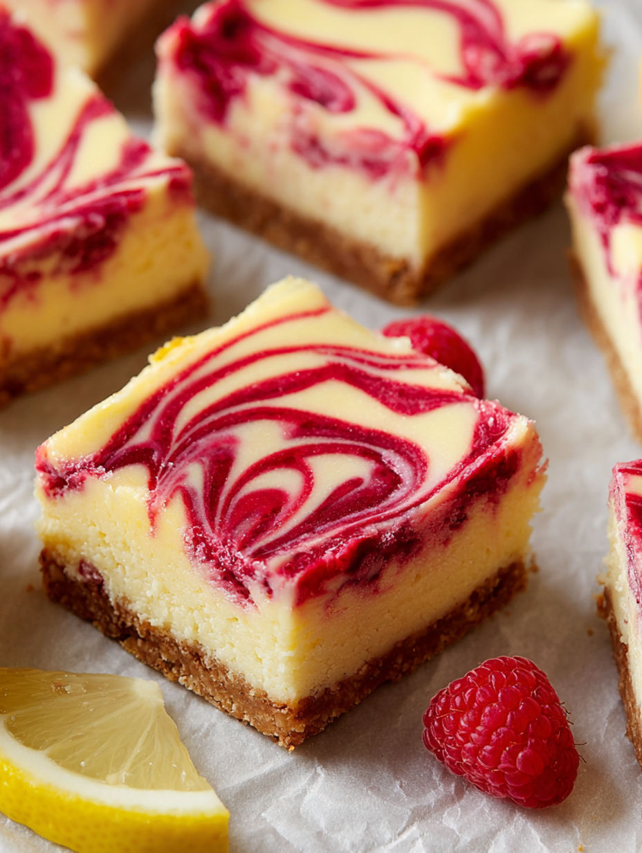 A slice of Raspberry Lemonade Cheesecake Bar.