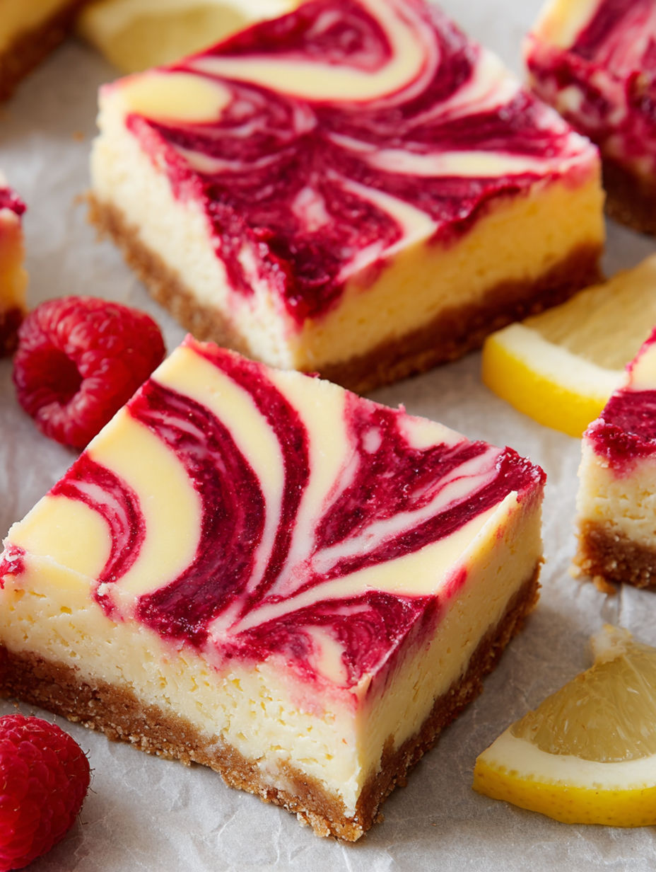 A slice of raspberry lemonade cheesecake bars.