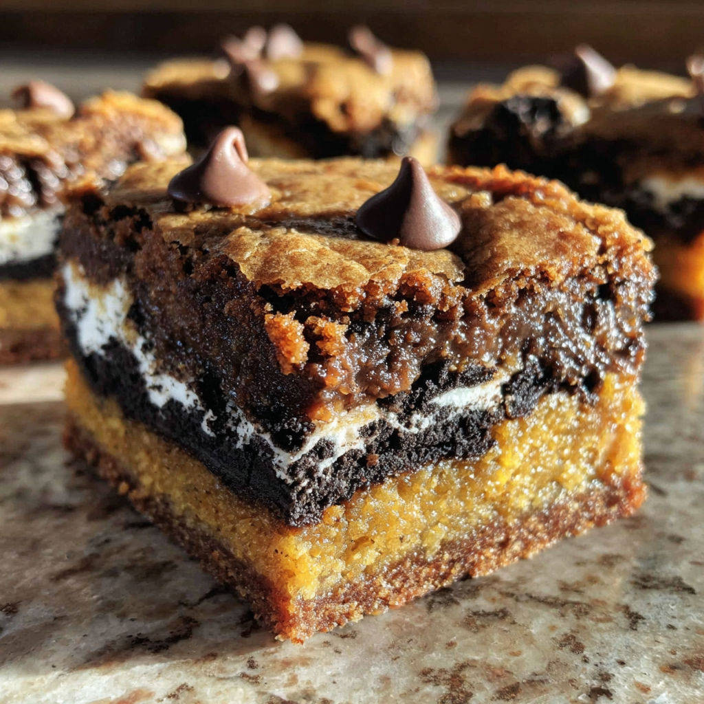 A close up of a chocolate dessert with chocolate chips on top.