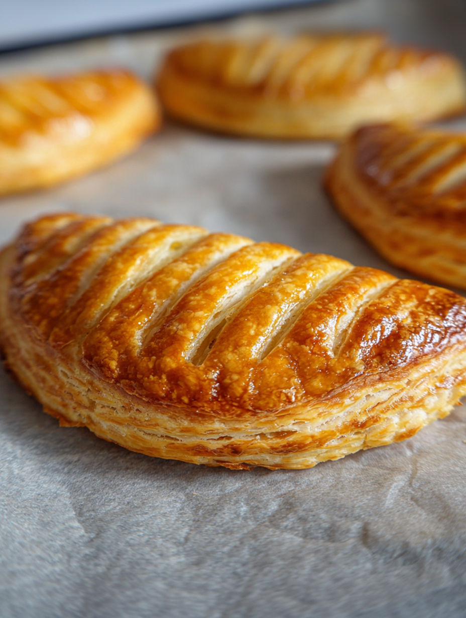 A close up of a pastry with a golden brown crust.