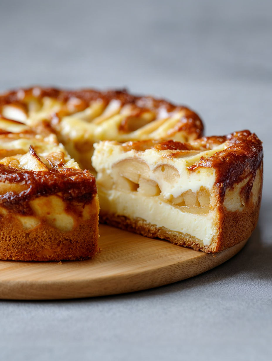 A slice of apple pie with a vanilla filling.
