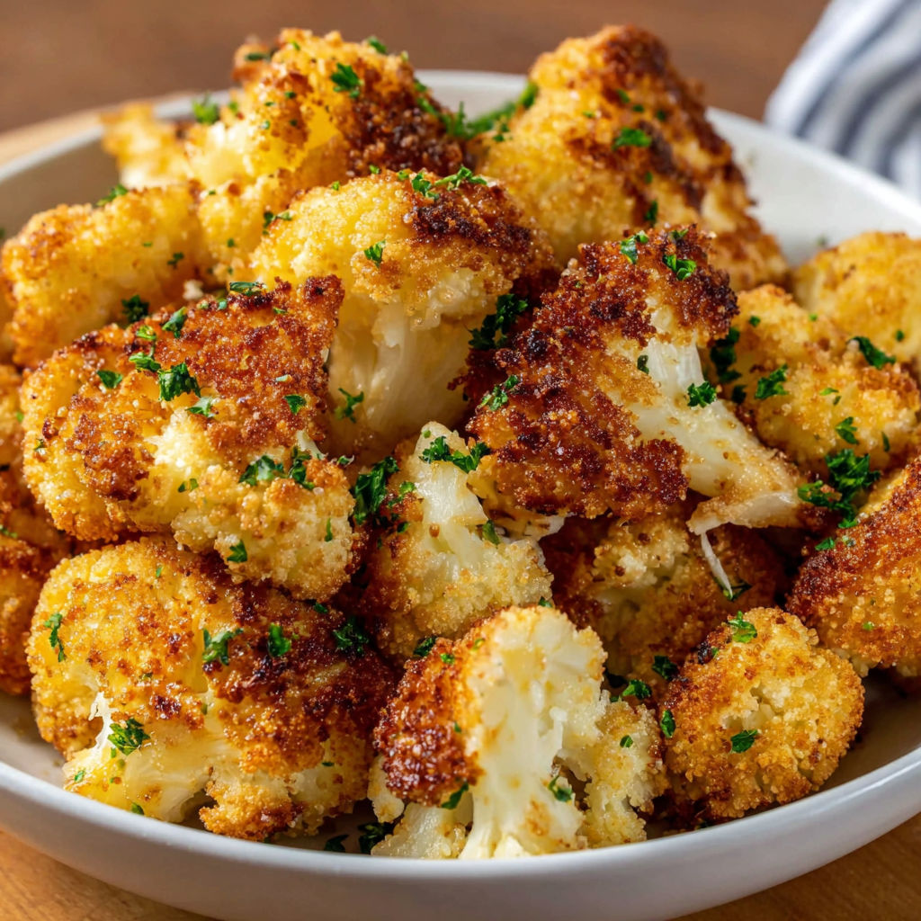 A bowl of crispy baked cauliflower.