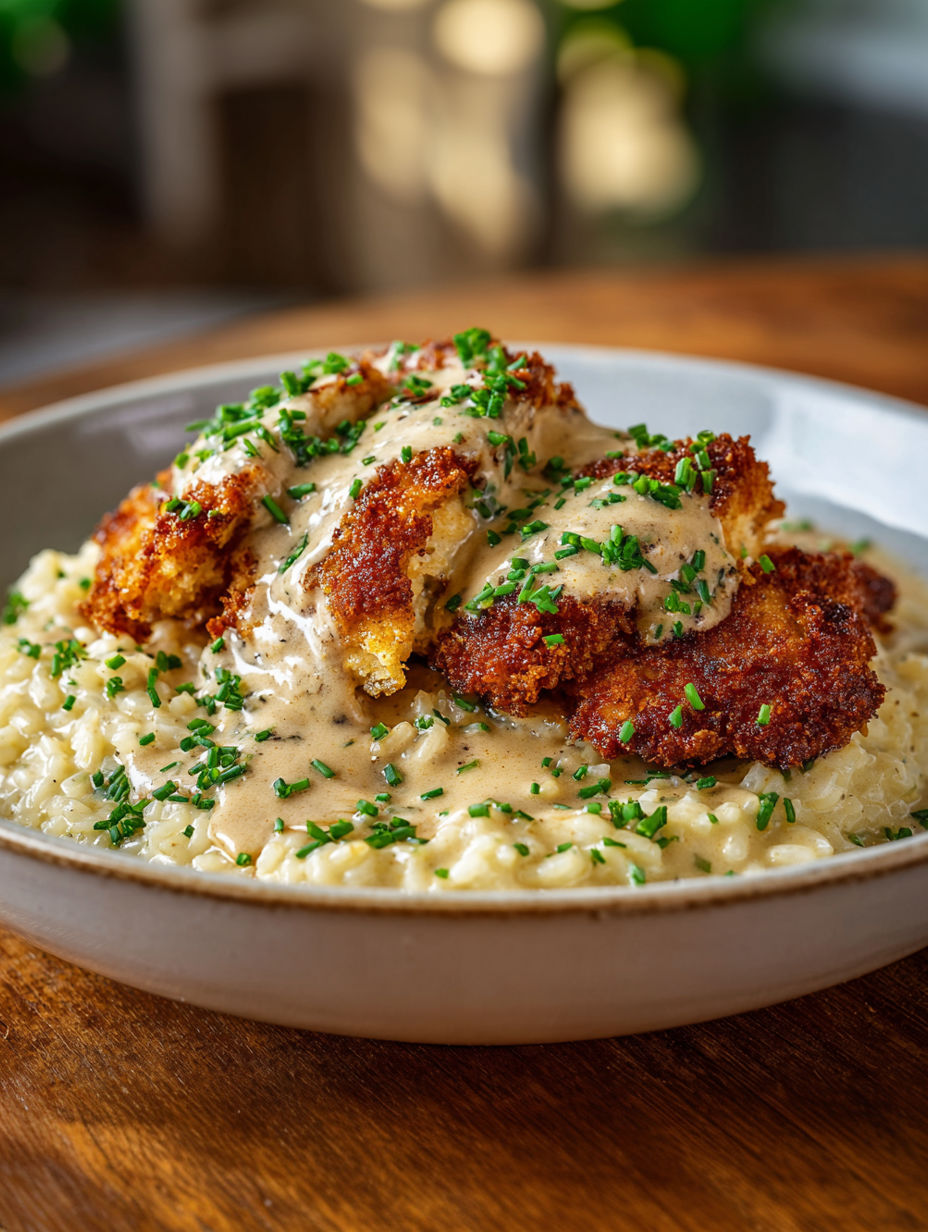 A plate of food with chicken and rice.