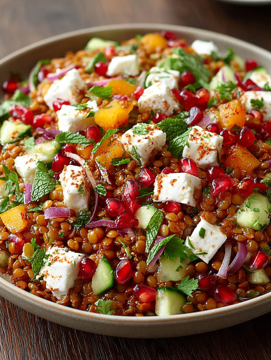 A bowl of food with feta cheese and cucumbers.