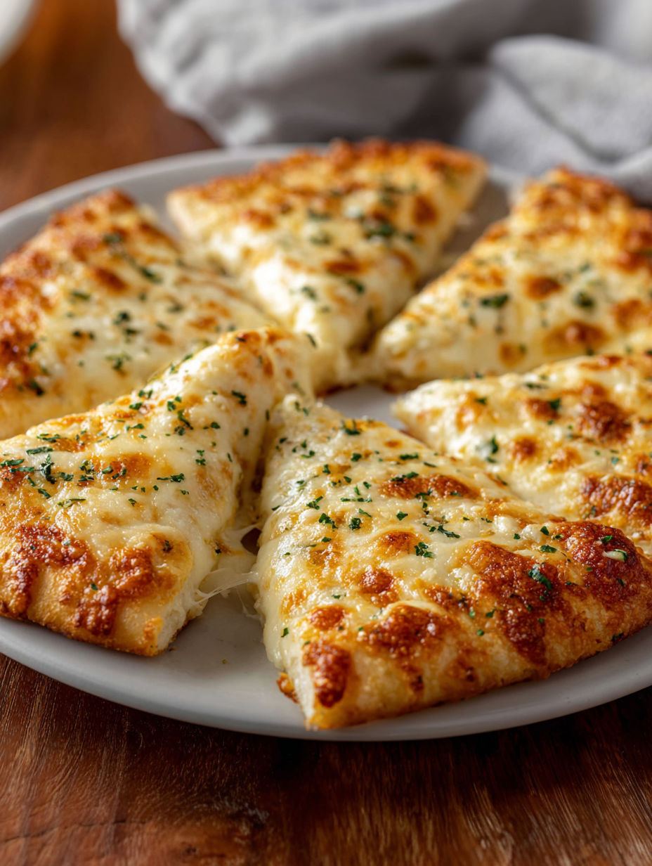 A plate of cheese pizza with a white plate.