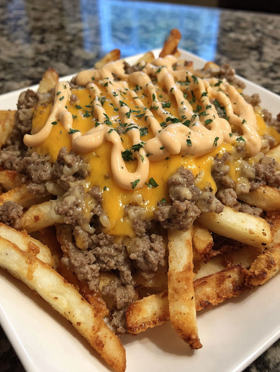 A plate of food with a cheese sauce.