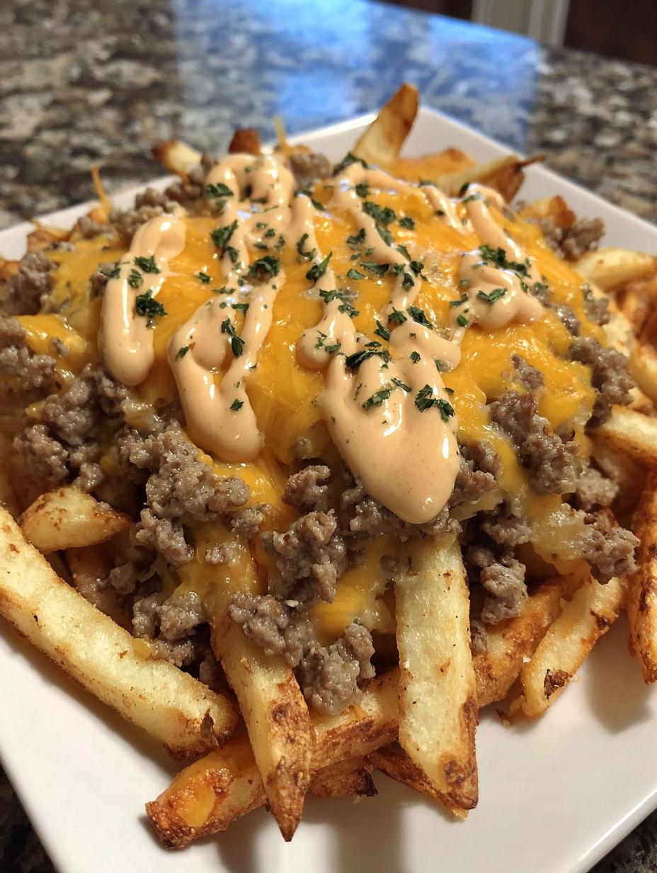 A plate of food with a cheese sauce on top.