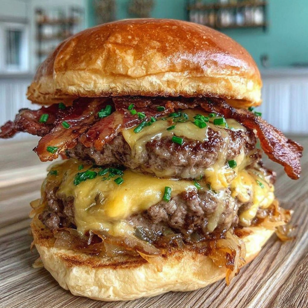 A BBQ burger with bacon and cheese.