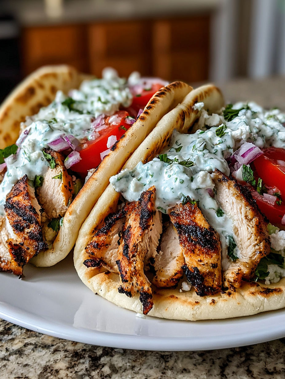 A plate of food with chicken and tomatoes.