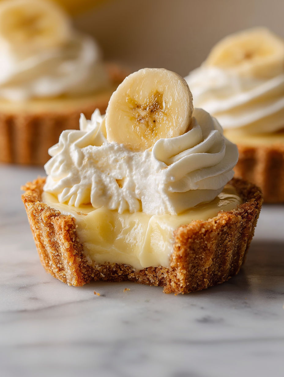 A small pastry with a banana on top.