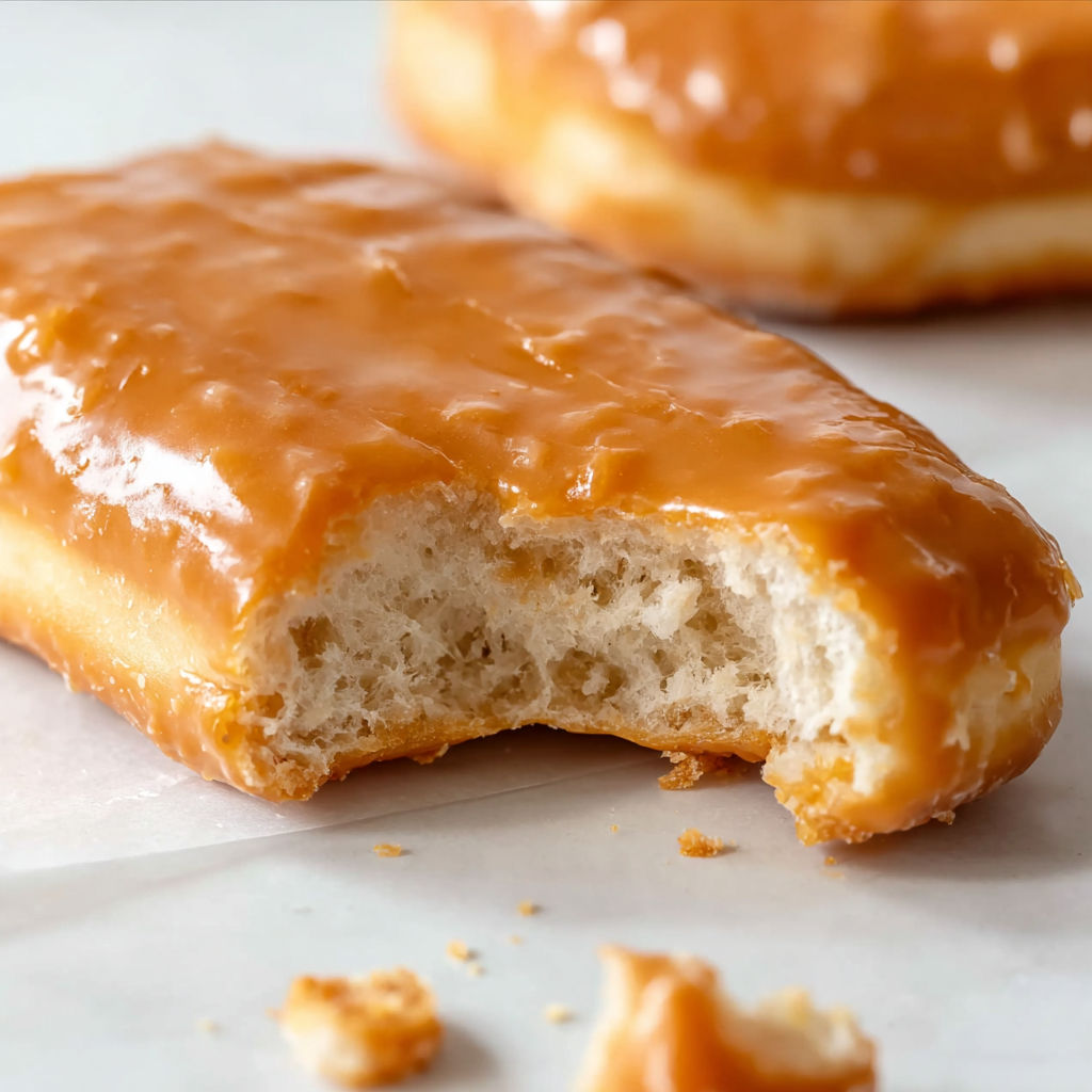 A piece of a maple donut bar.