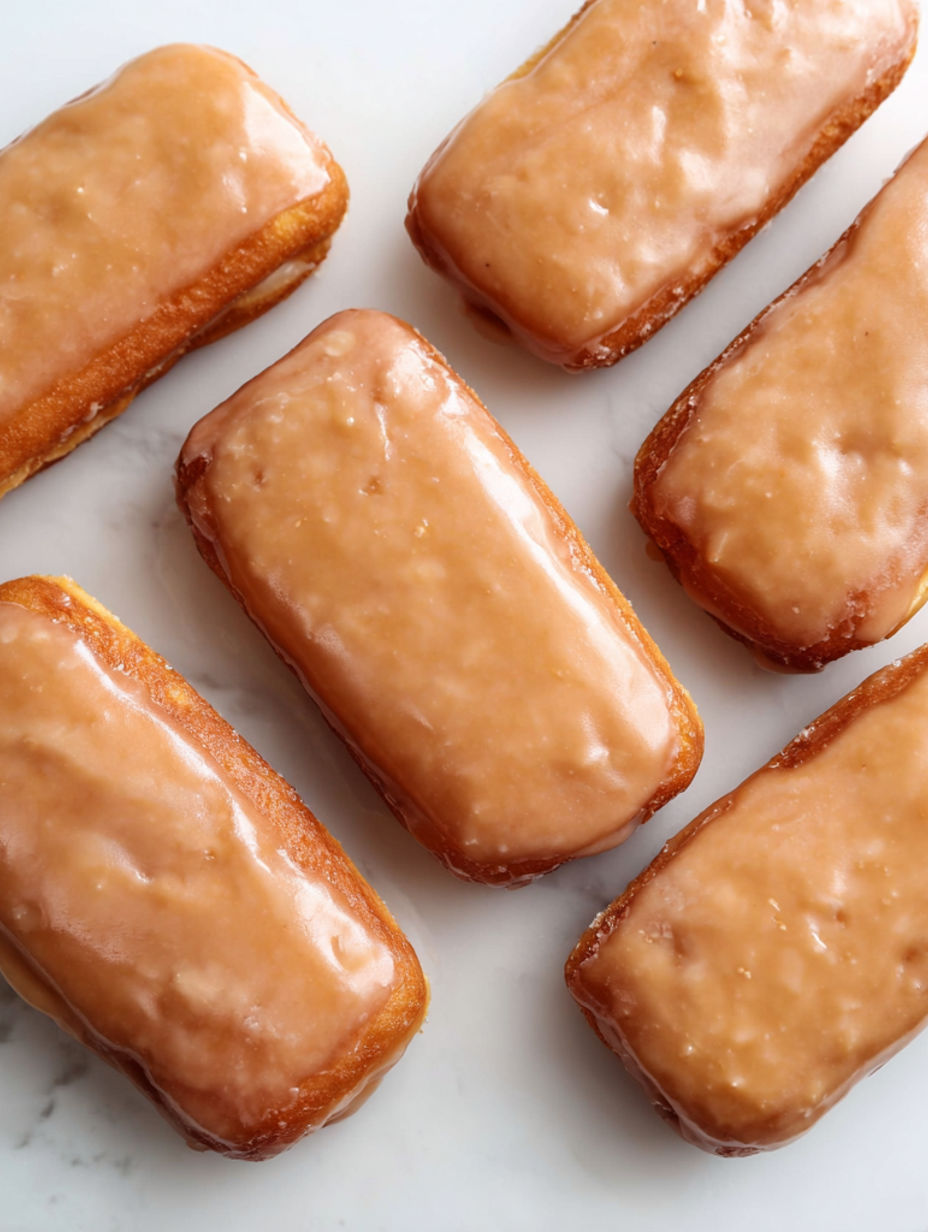 A plate of glazed donuts.