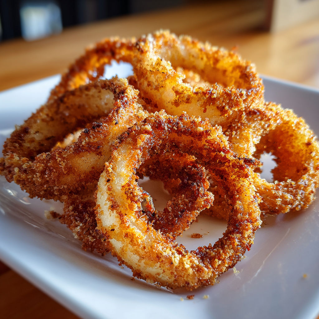 A plate of fried onion rings.
