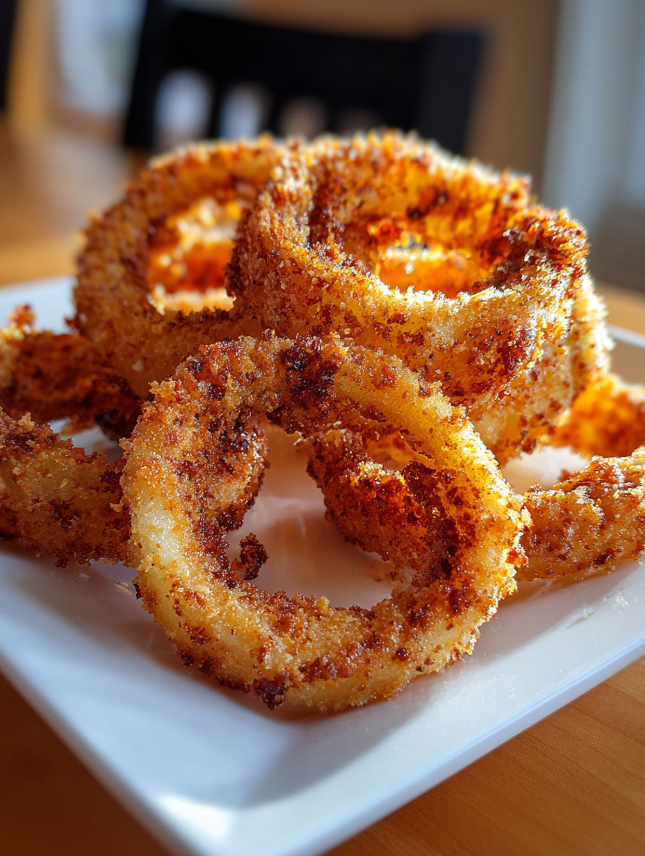 A plate of fried onion rings.