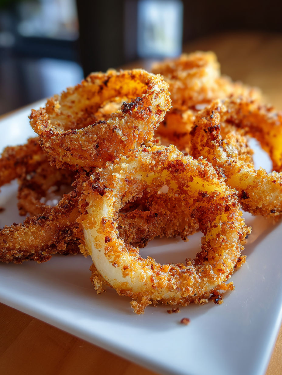 A plate of fried onion rings.