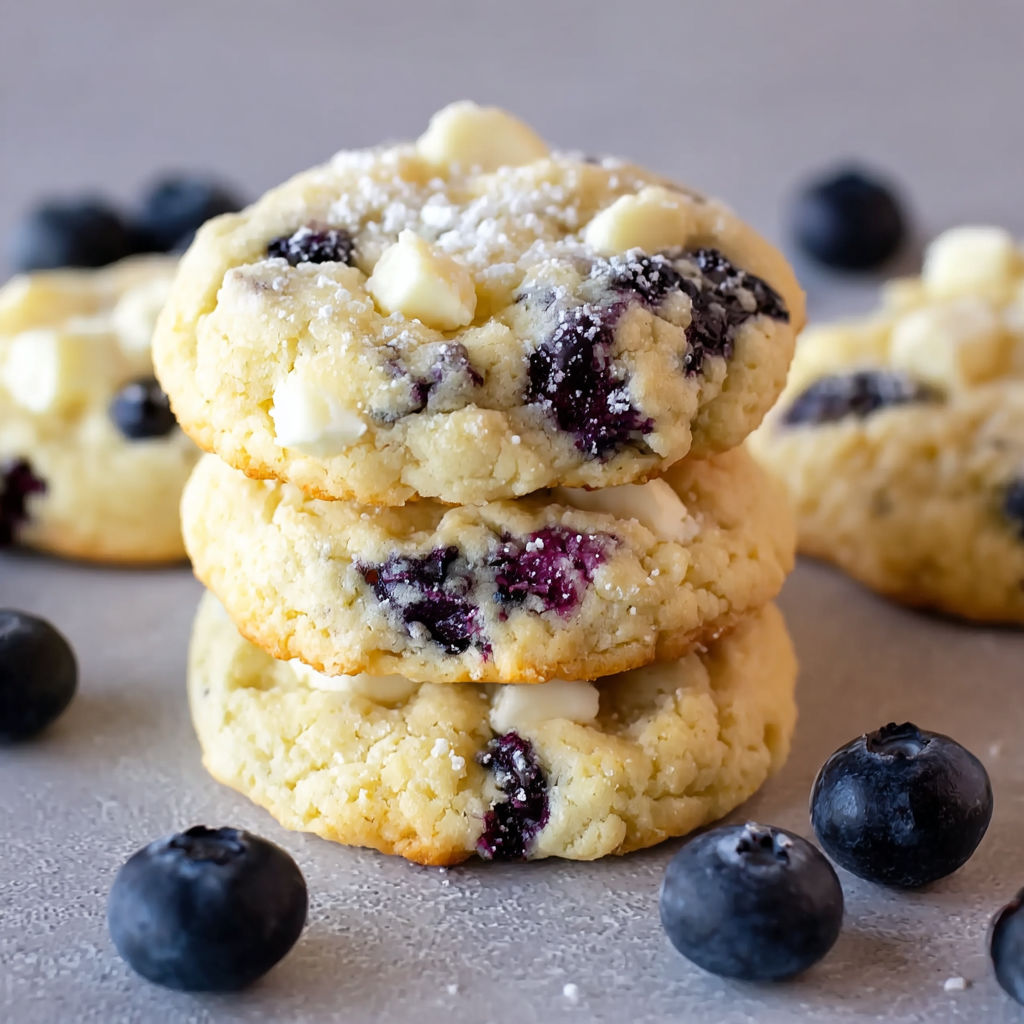 A stack of blueberry cheesecake cookies.