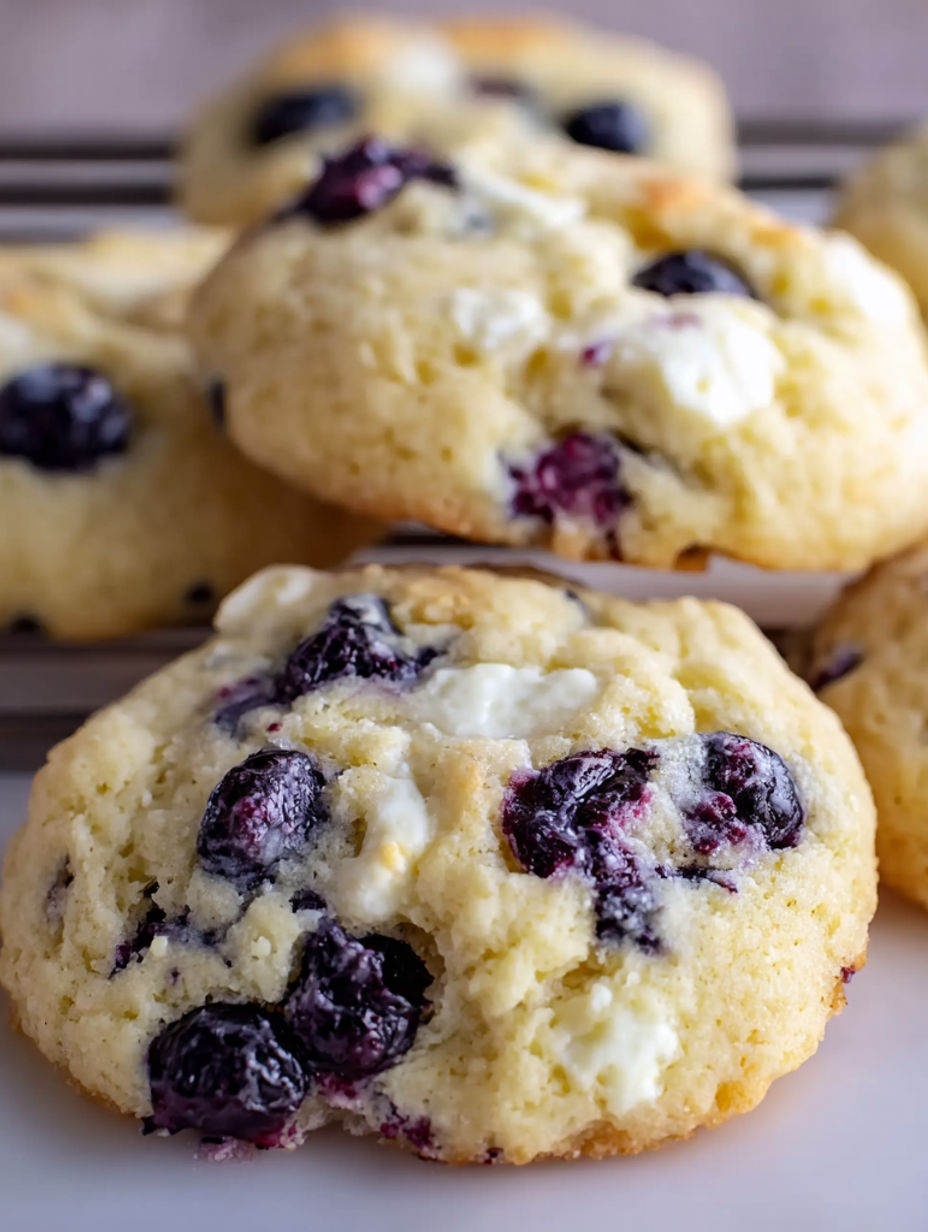 A plate of blueberry cheesecake cookies.