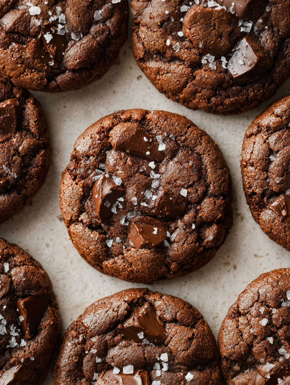 A plate of fudgy salted brownie cookies.
