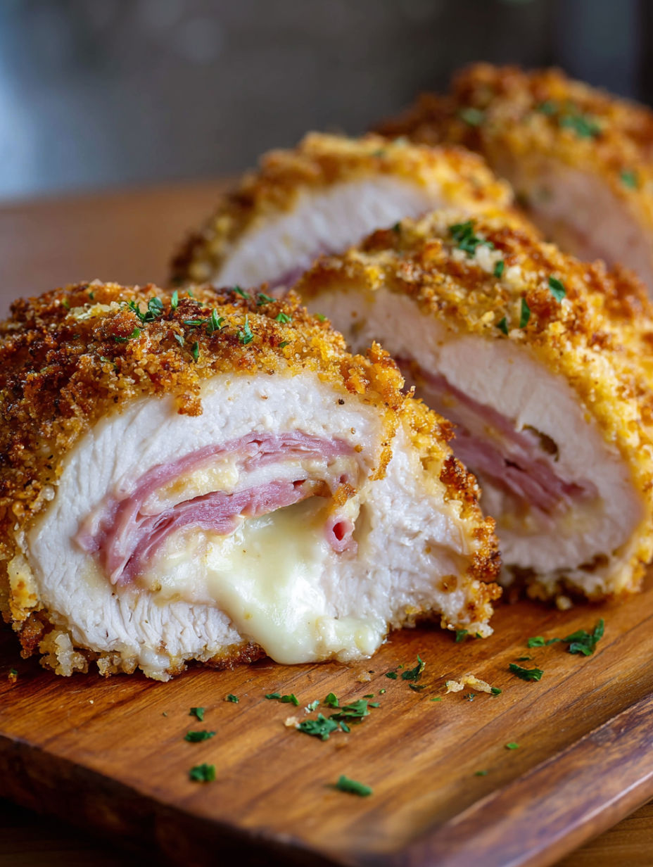 A piece of chicken with cheese on top.