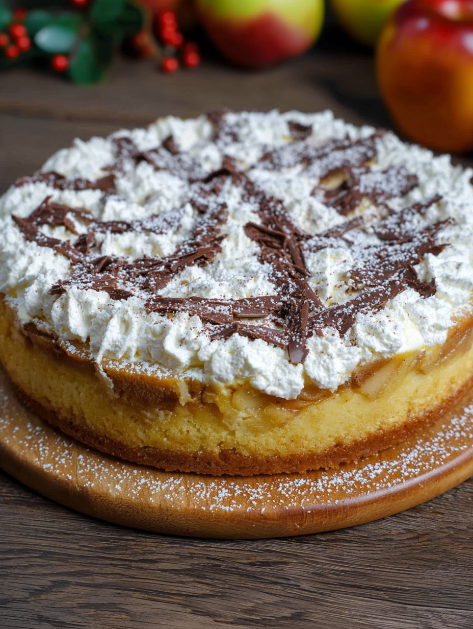 A slice of a Schwedische Apfeltorte with Vanillepudding.