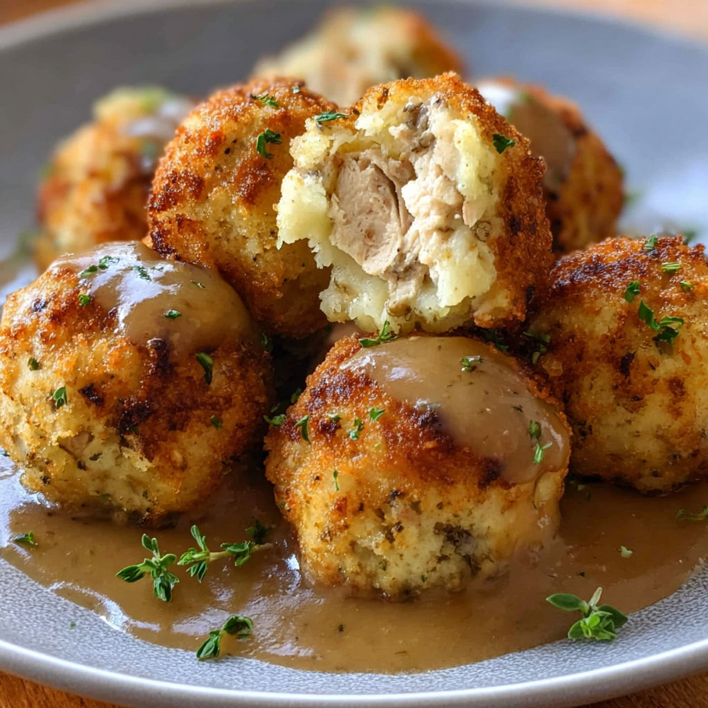 A plate of stuffed turkey balls.