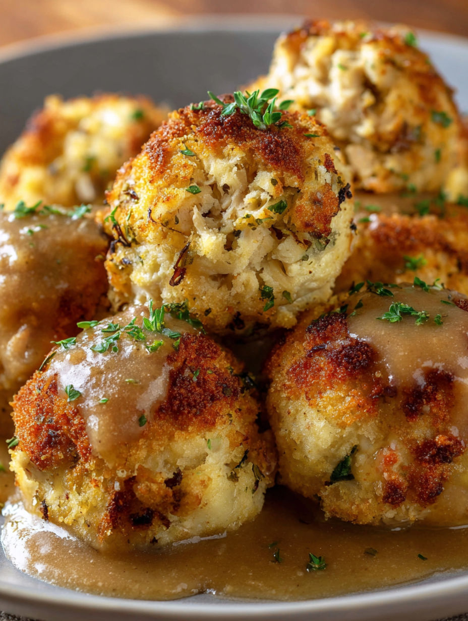 A plate of food with gravy.