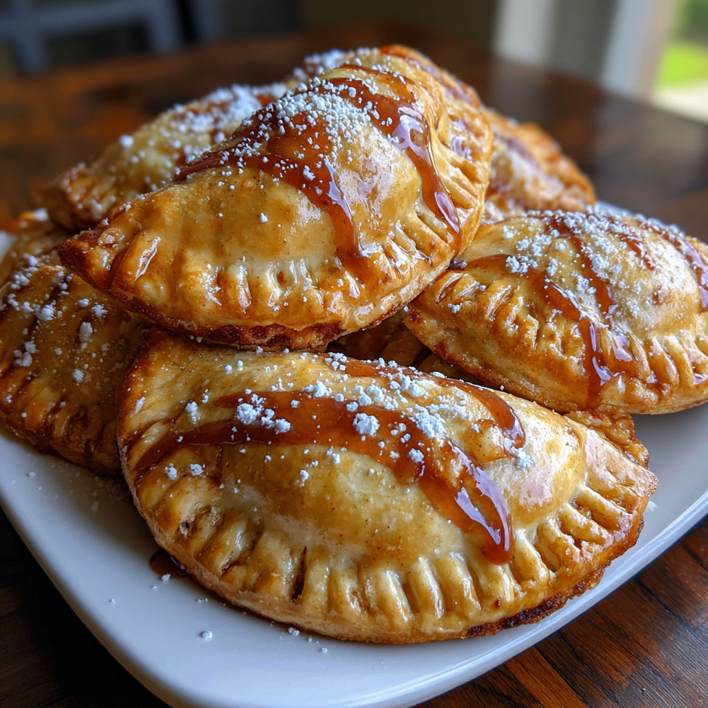 A plate of Karamellisierte Apfeltaschen.