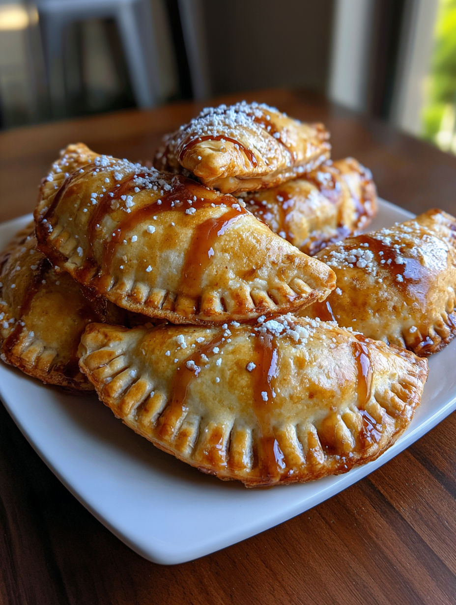 A plate of Karamellisierte Apfeltaschen.